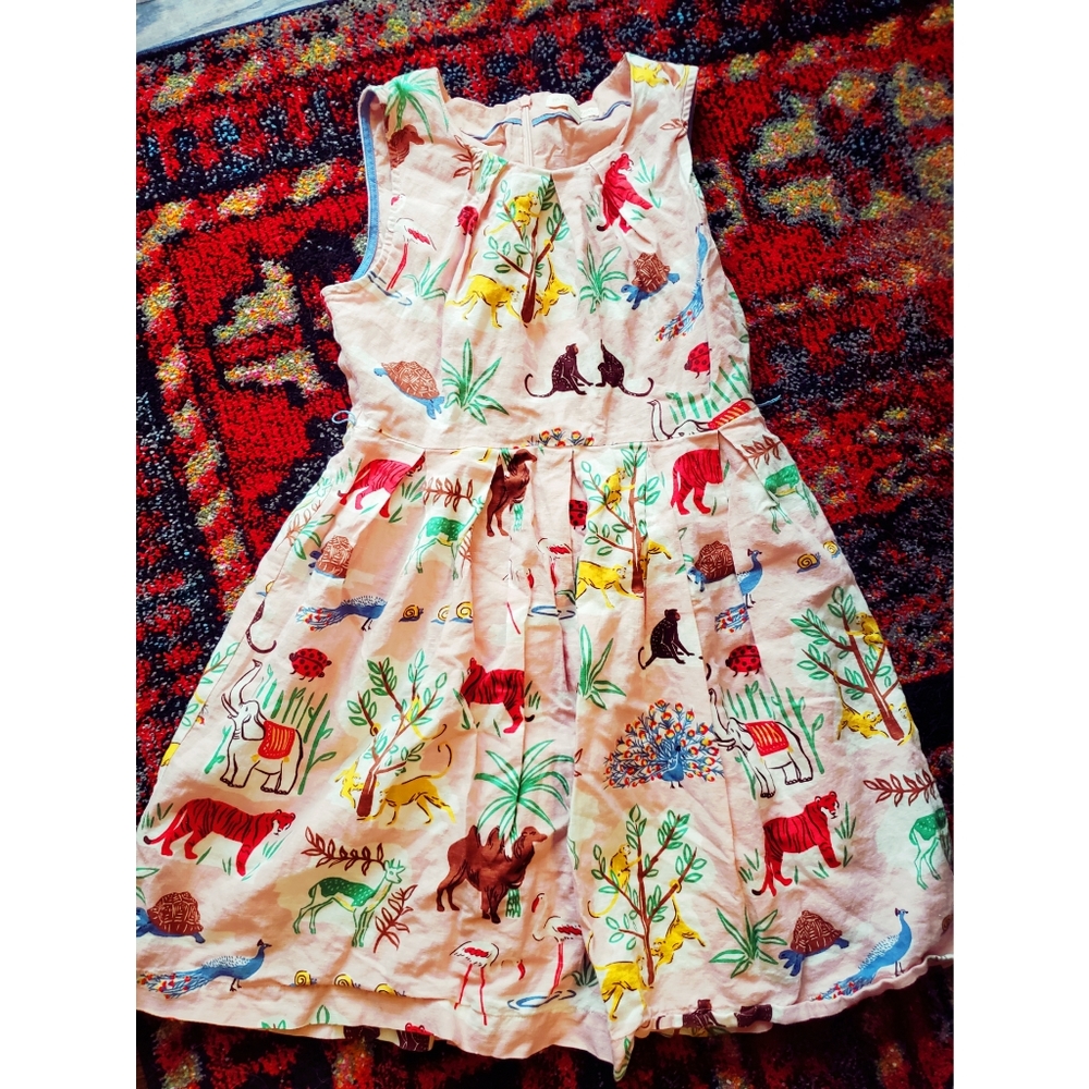 Mini Boden Jungle Print Linen Dress 10-11